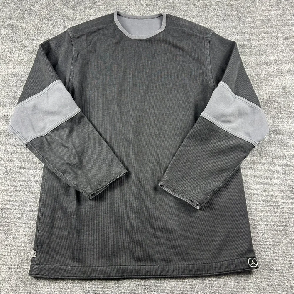 Jordan Reversible Shirt Mens 2XL Gray Charcoal‎ Ribbed Training Long Sleeve